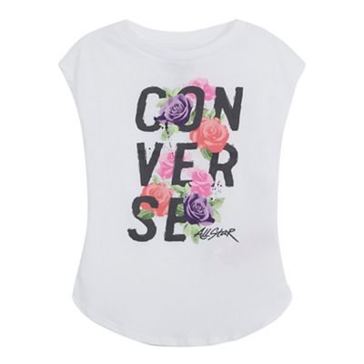 Converse Girls' white Converse rose print sleeveless top